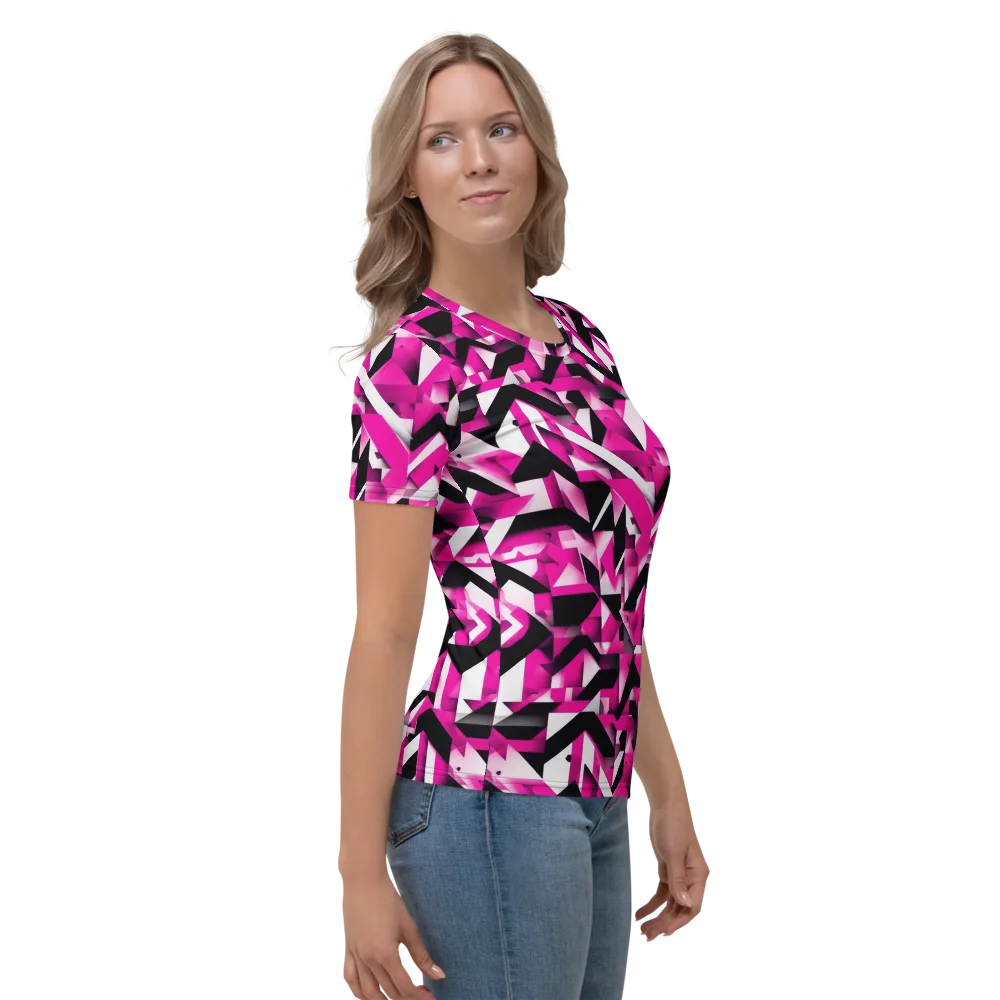 Neon Chevron Static on Women's Crew Neck T-Shirt — Right