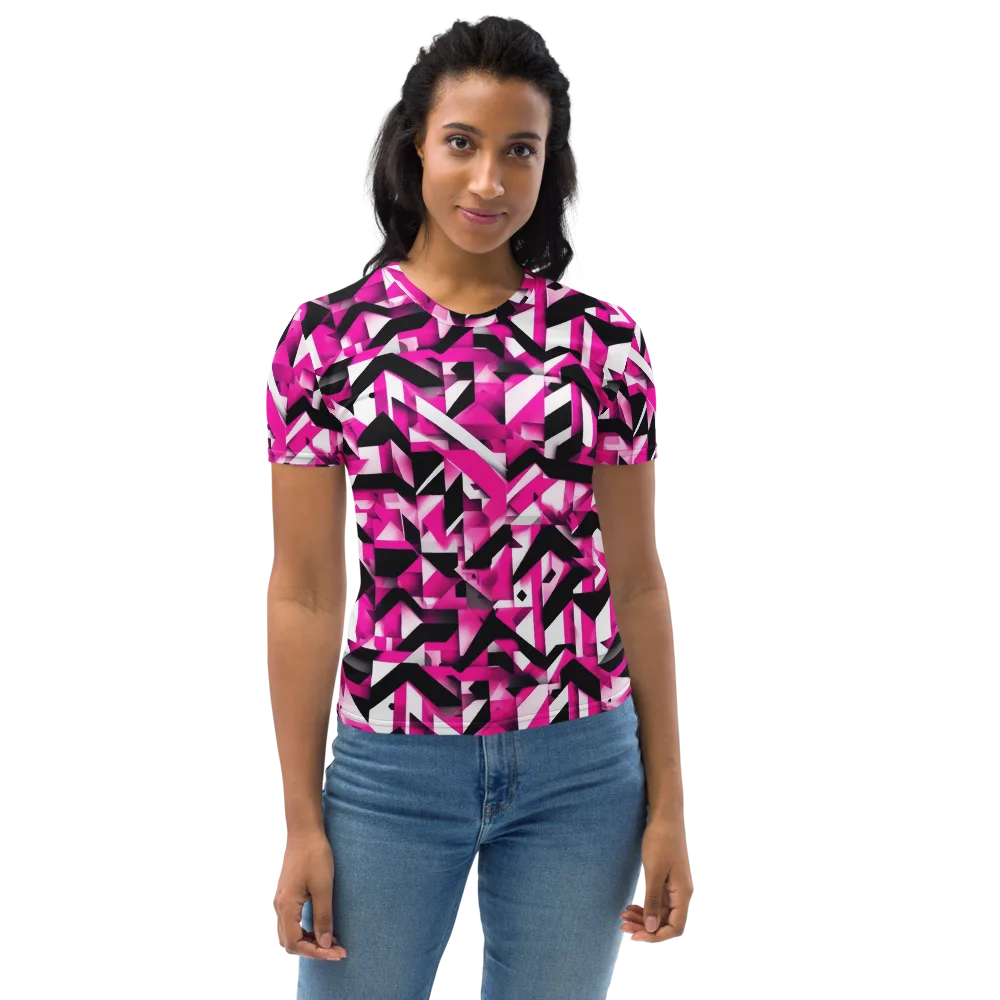 Neon Chevron Static on Women's Crew Neck T-Shirt — Front