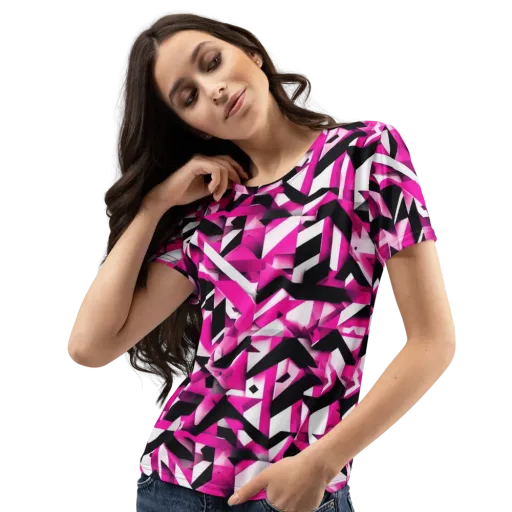 Neon Chevron Static on a Women's Crew Neck T-Shirt