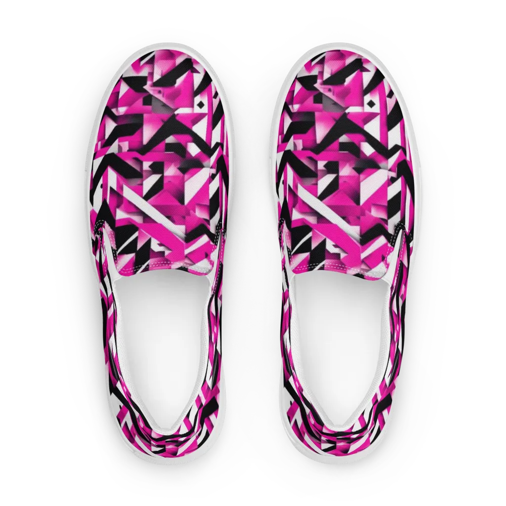 Neon Chevron Static on Men's Slip-On Canvas Shoes — Front