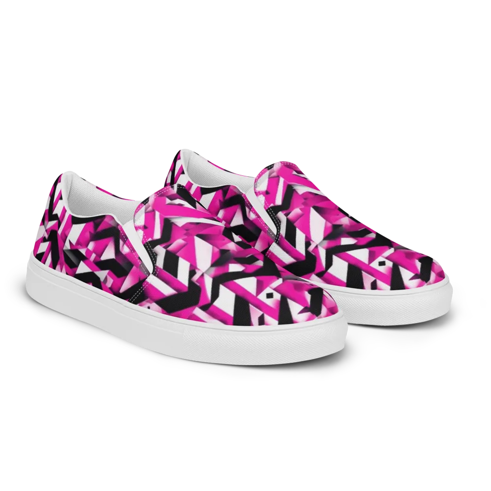 Neon Chevron Static on Men's Slip-On Canvas Shoes — Right Front