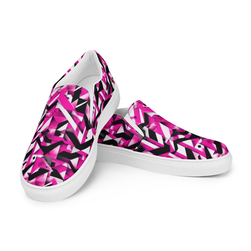Neon Chevron Static on Men's Slip-On Canvas Shoes — Left Front