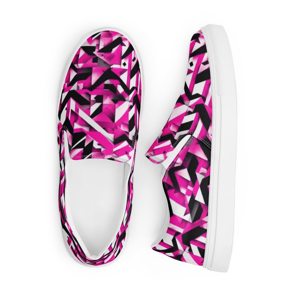 Neon Chevron Static on Men's Slip-On Canvas Shoes — Front