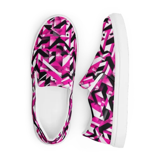 Neon Chevron Static on a Men's Slip-On Canvas Shoes