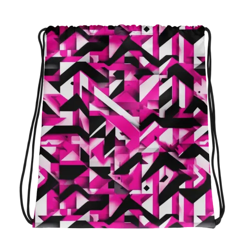 Neon Chevron Static on a Drawstring Bag