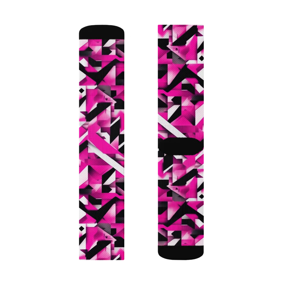 Neon Chevron Static on Socks — Left Sock