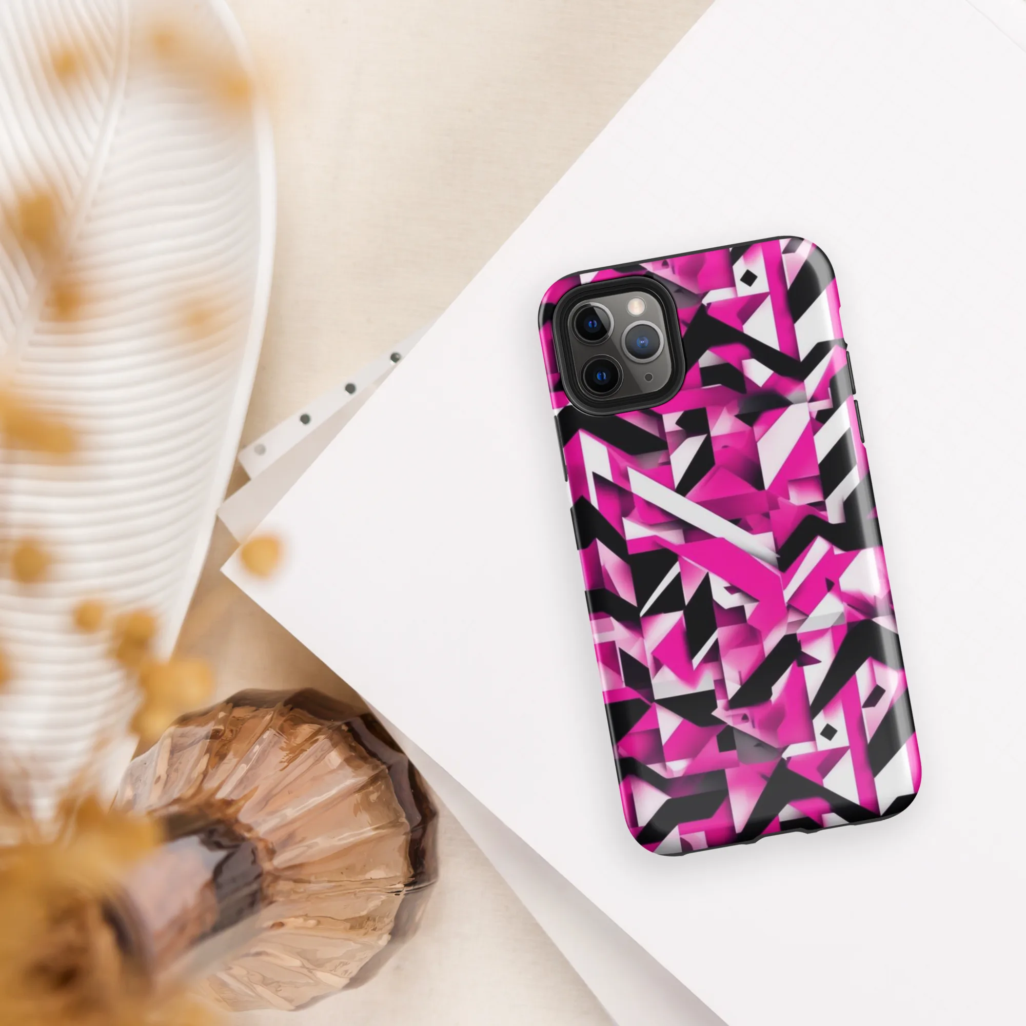 Neon Chevron Static on Tough Case for iPhone® — Front