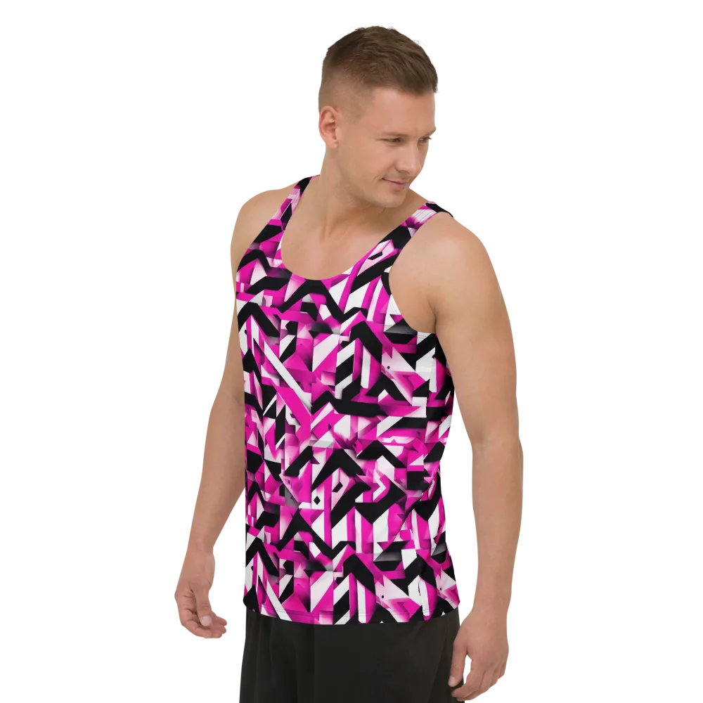 Neon Chevron Static on Men's Tank Top — Left Front