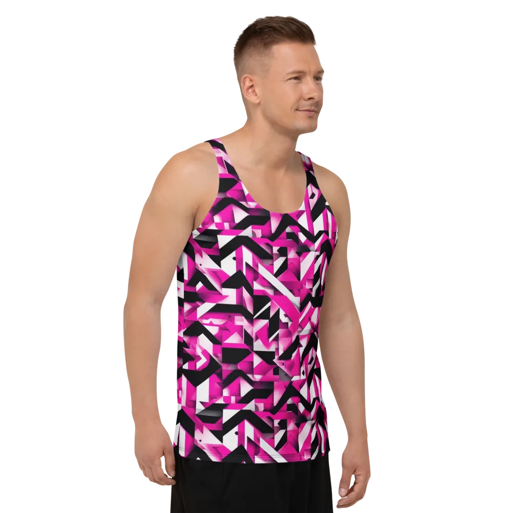 Neon Chevron Static on Men's Tank Top — Right Front