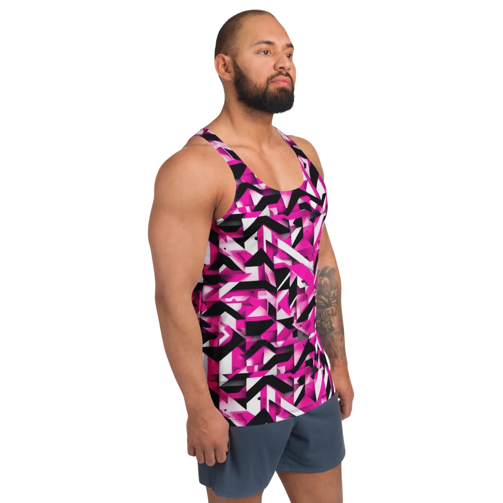 Neon Chevron Static on Men's Tank Top — Right Front