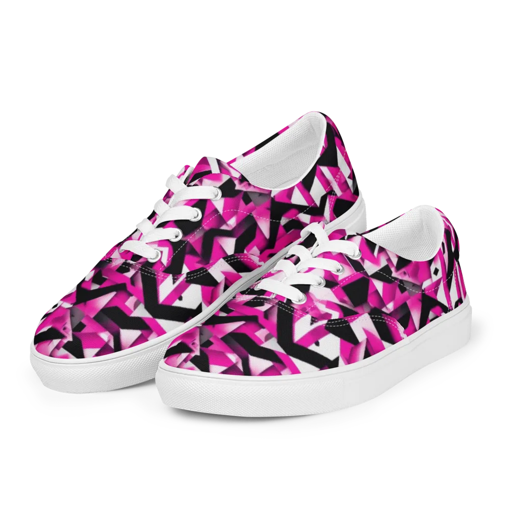 Neon Chevron Static on Men's Lace-Up Canvas Shoes — Left Front