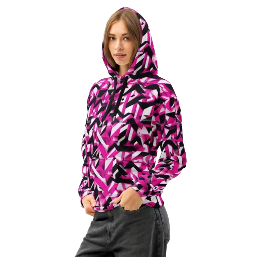 Neon Chevron Static on a Cotton Hoodie