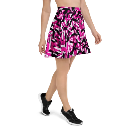 Neon Chevron Static on a Skater Skirt