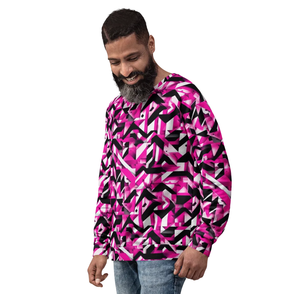Neon Chevron Static on Sweatshirt — Left Front