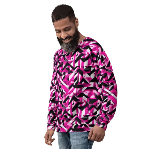 Neon Chevron Static on a Sweatshirt