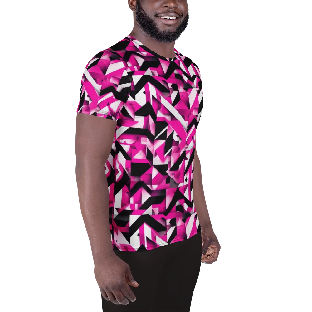 Neon Chevron Static on Men's Athletic T-Shirt — Right