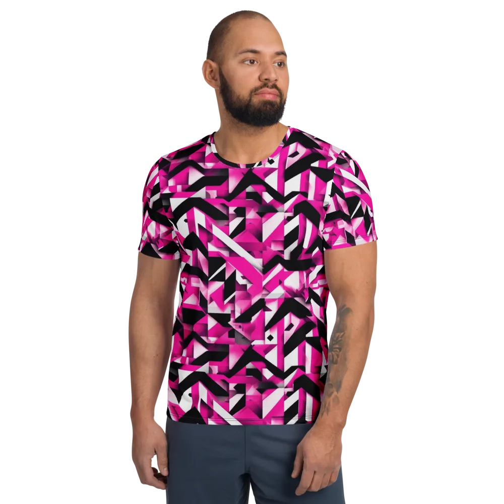 Neon Chevron Static on Men's Athletic T-Shirt — Front