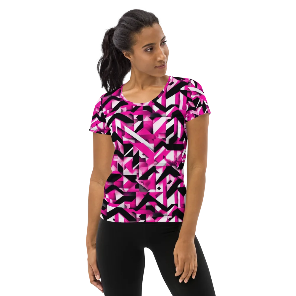 Neon Chevron Static on Women's Athletic T-Shirt — Front