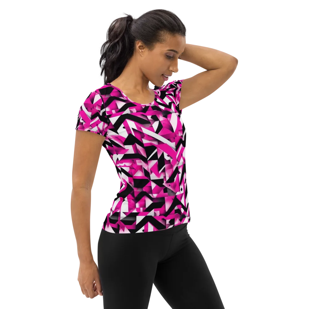Neon Chevron Static on Women's Athletic T-Shirt — Right