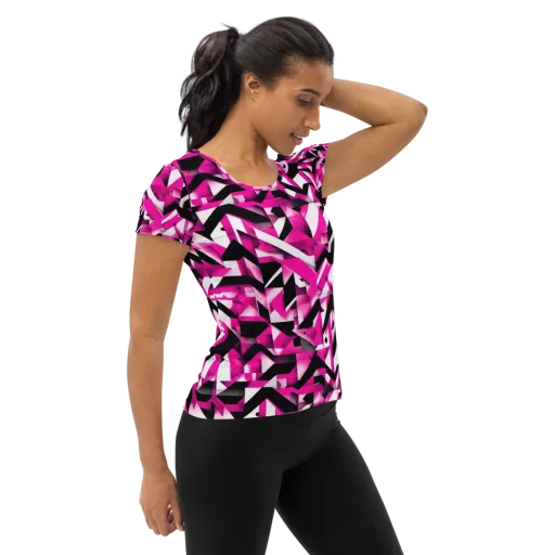 Neon Chevron Static on a Women's Athletic T-Shirt