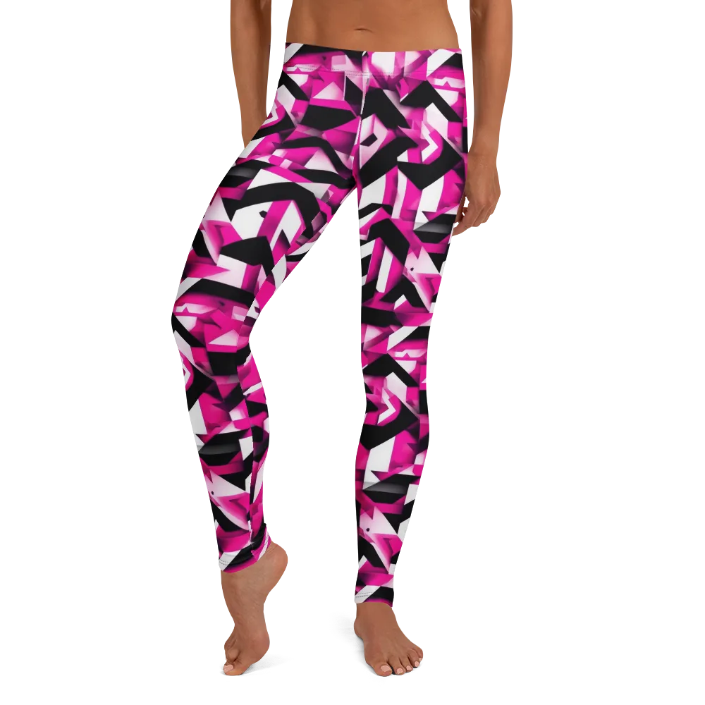 Neon Chevron Static on Leggings — Front
