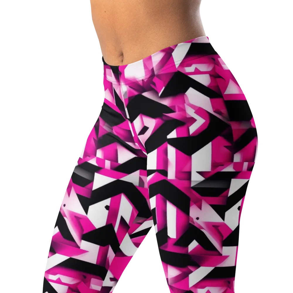 Neon Chevron Static on Leggings — Left Front