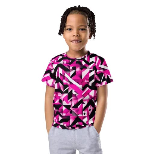 Neon Chevron Static on a Kids Crew Neck T-Shirt