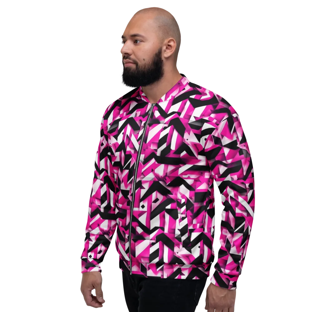 Neon Chevron Static on Bomber Jacket — Left