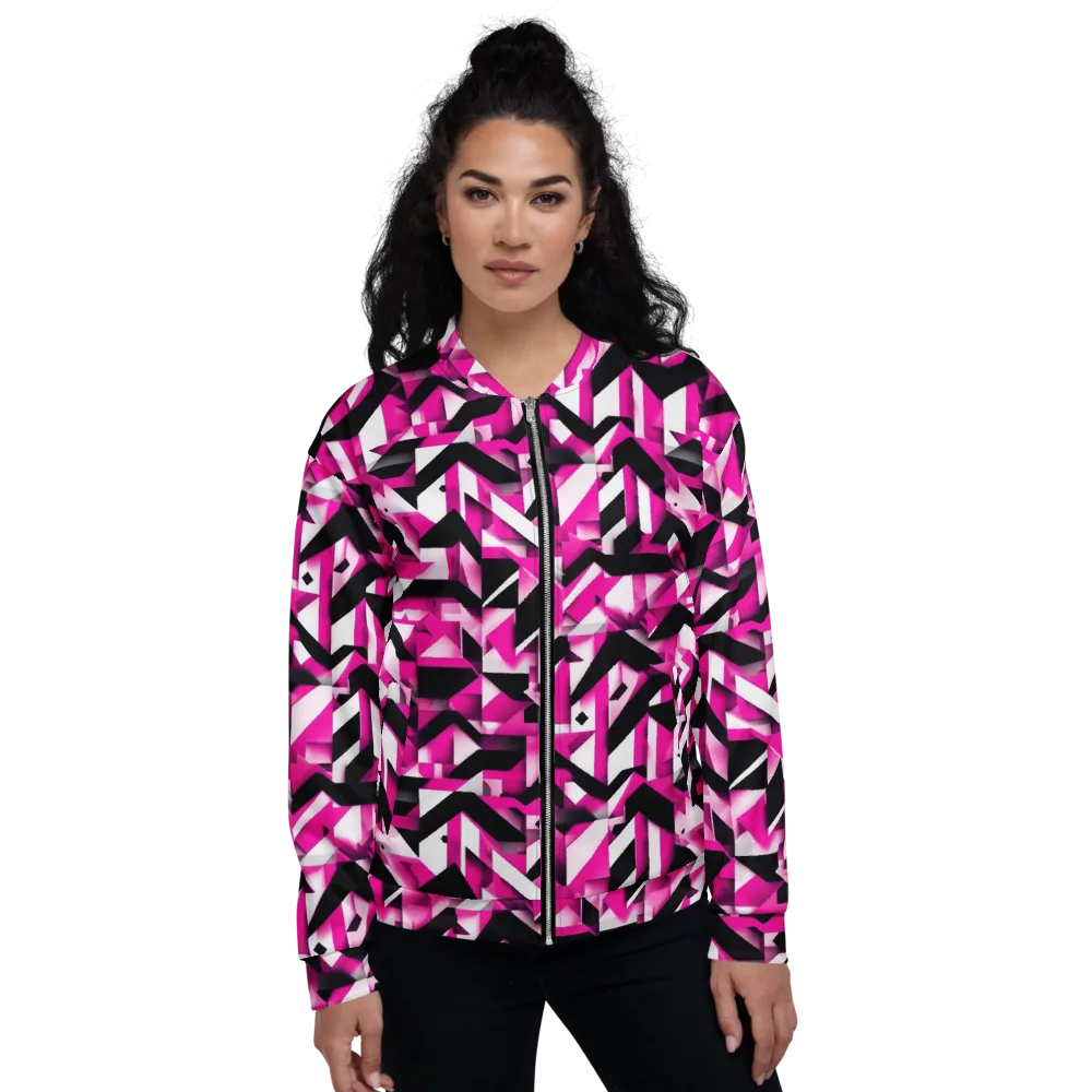 Neon Chevron Static on Bomber Jacket — Front