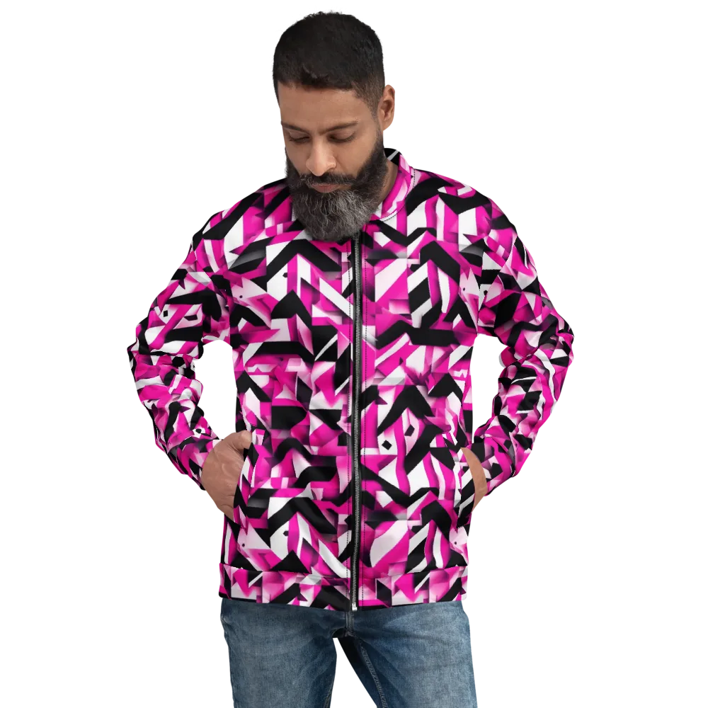 Neon Chevron Static on Bomber Jacket — Front