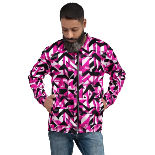 Neon Chevron Static on a Bomber Jacket