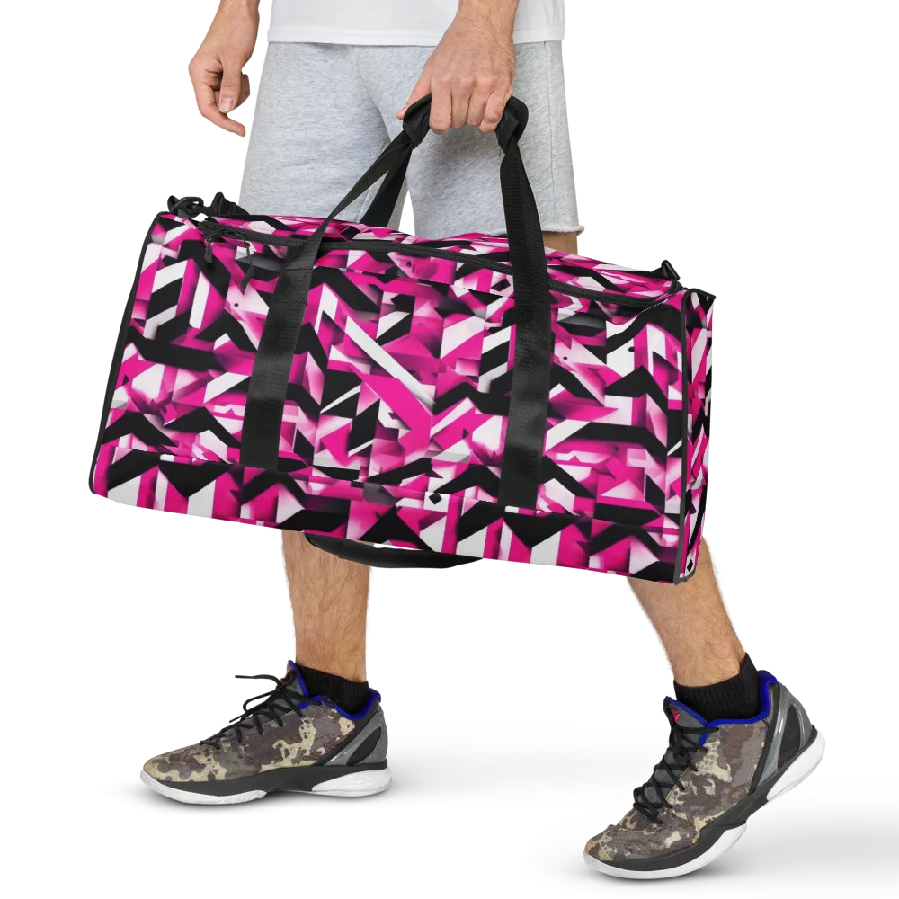 Neon Chevron Static on Duffle Bag — Front