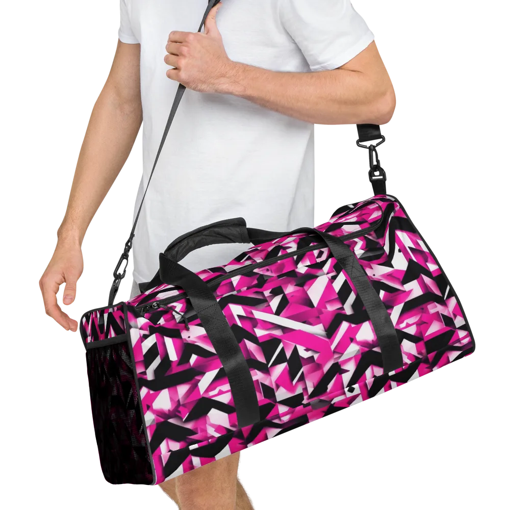 Neon Chevron Static on Duffle Bag — Right Front