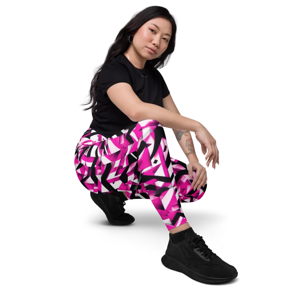 Neon Chevron Static on Leggings with Pockets — Right Front