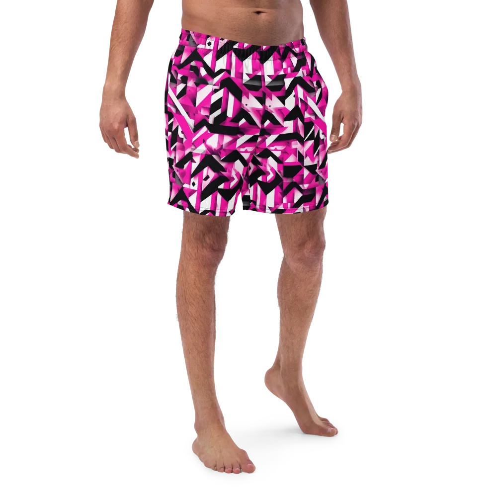 Neon Chevron Static on Swim Trunks — Front