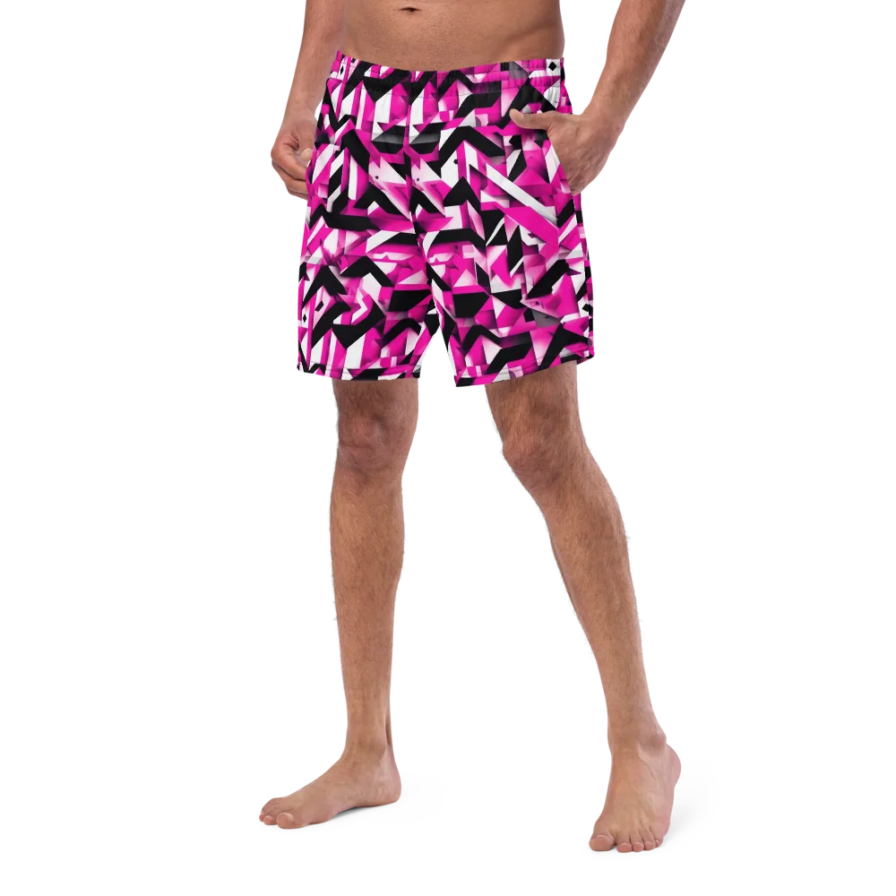 Neon Chevron Static on Swim Trunks — Left Front