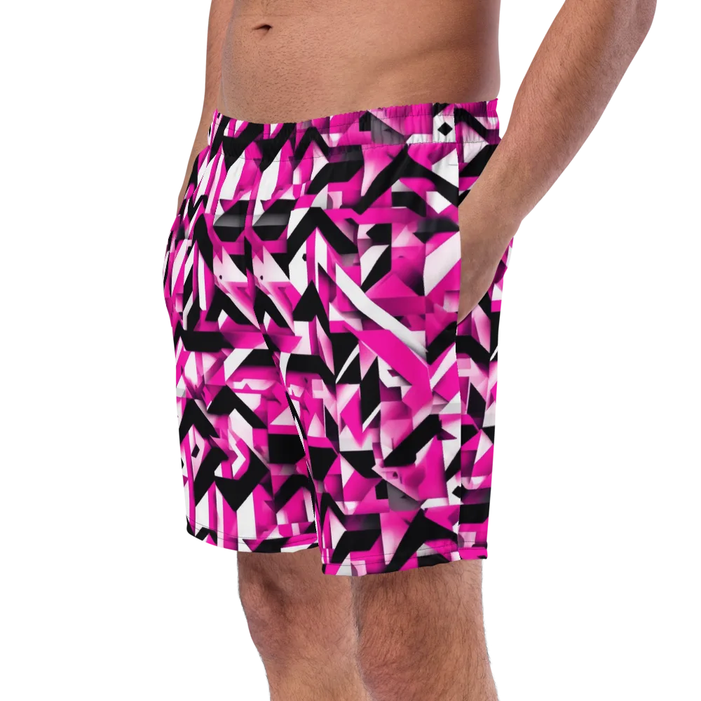 Neon Chevron Static on Swim Trunks — Left Front