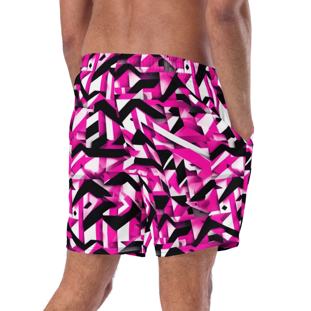 Neon Chevron Static on Swim Trunks — Right Back