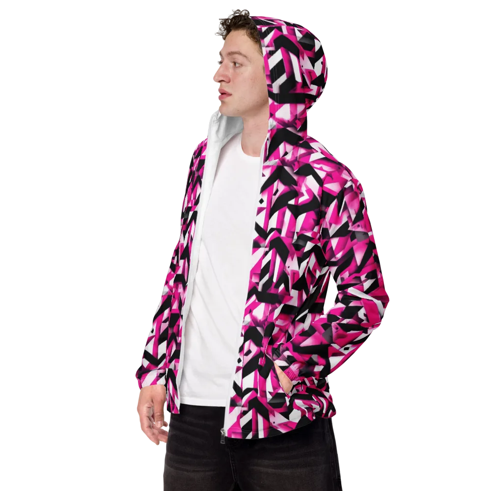 Neon Chevron Static on Men's Windbreaker — Left Front