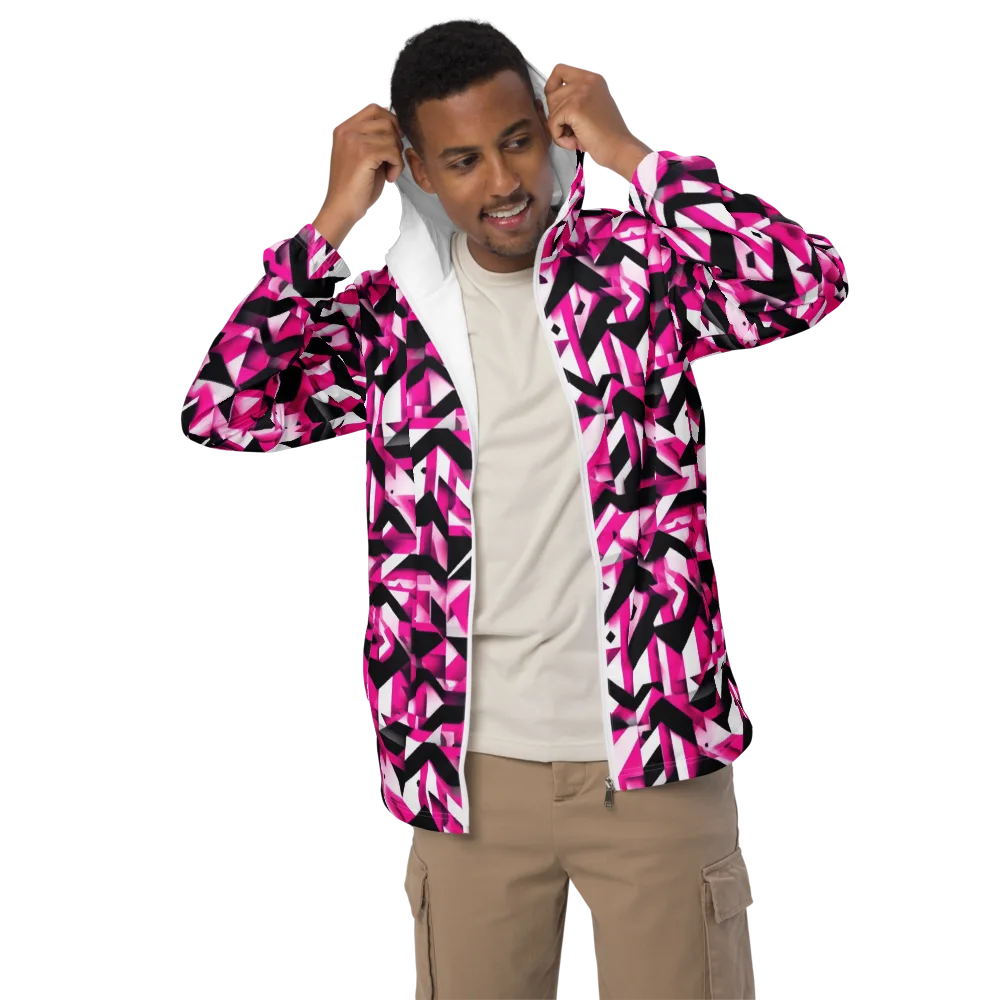Neon Chevron Static on Men's Windbreaker — Front