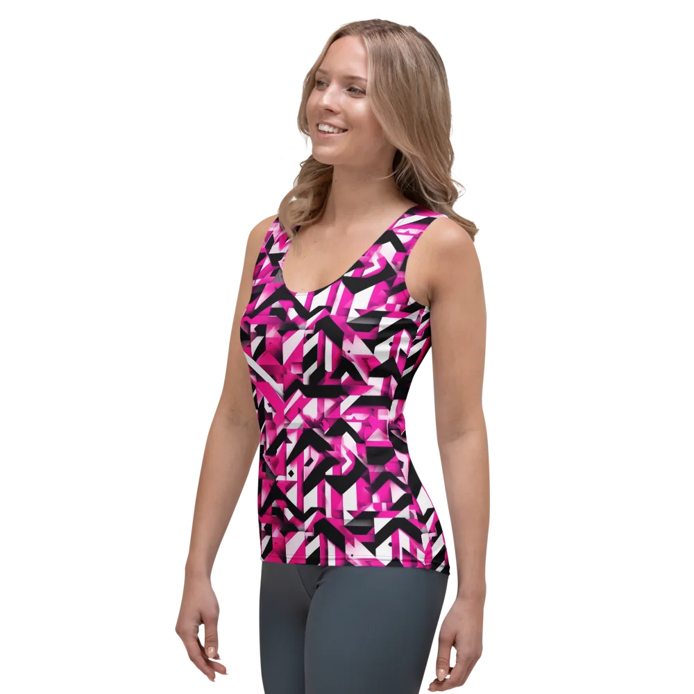 Neon Chevron Static on Women's Tank Top — Left Front