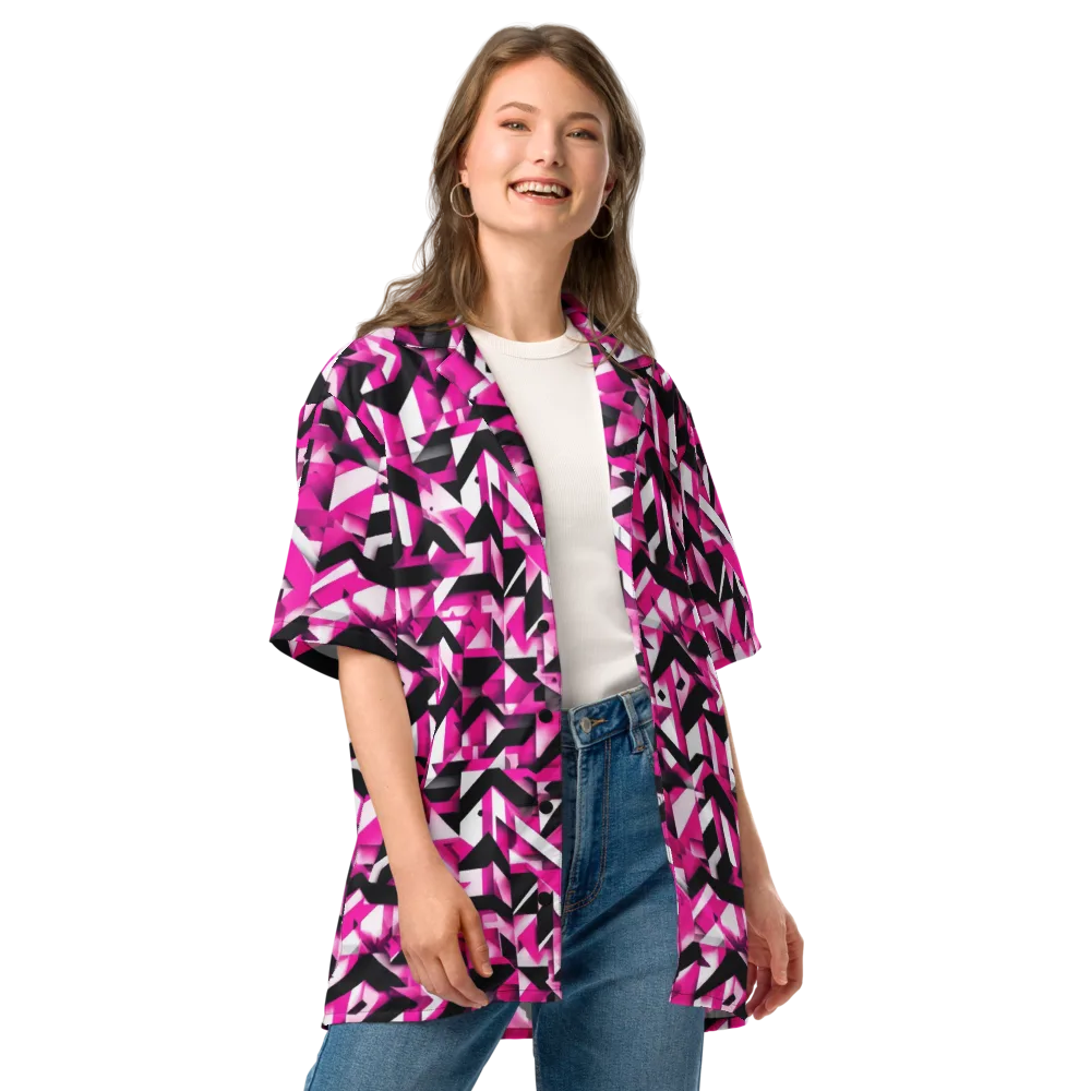 Neon Chevron Static on Button Shirt — Front