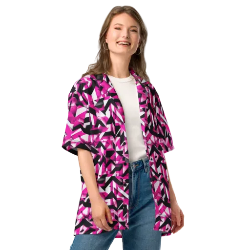Neon Chevron Static on a Button Shirt