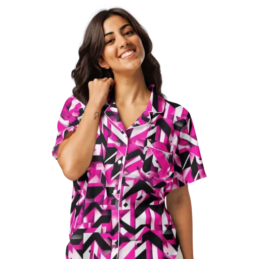 Neon Chevron Static on a Women's Short Sleeve Pajama Top