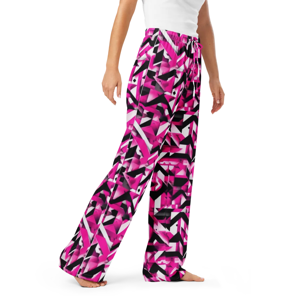 Neon Chevron Static on Women's Pajama Pants — Right Front