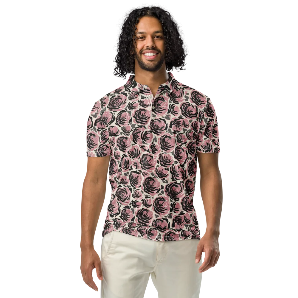 Inkblush Garden on Men's Slim Fit Polo Shirt — Front