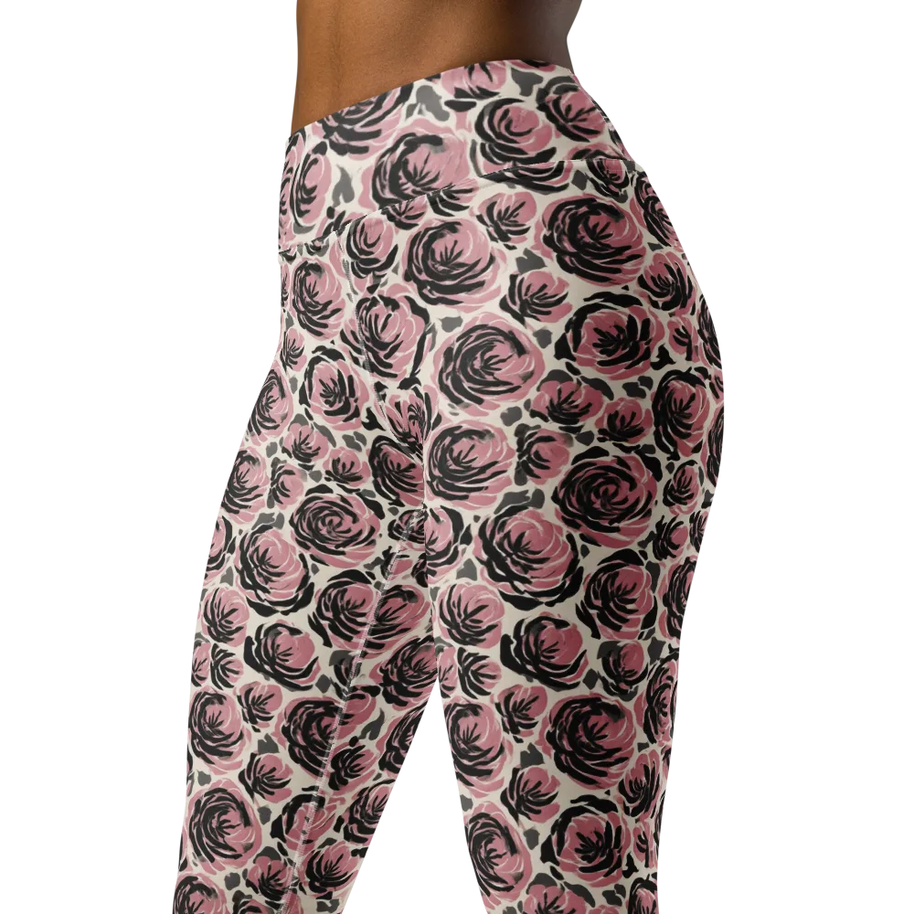 Inkblush Garden on Yoga Leggings — Left Front
