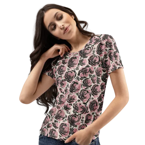 Inkblush Garden on a Women's Crew Neck T-Shirt