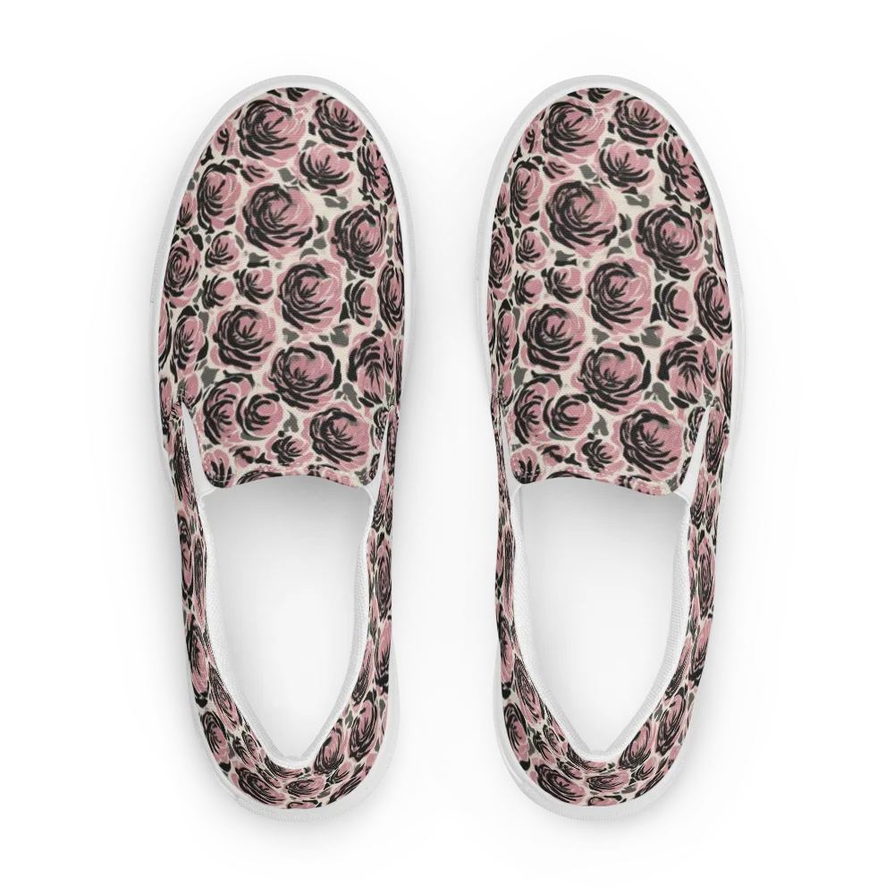 Inkblush Garden on Men's Slip-On Canvas Shoes — Front