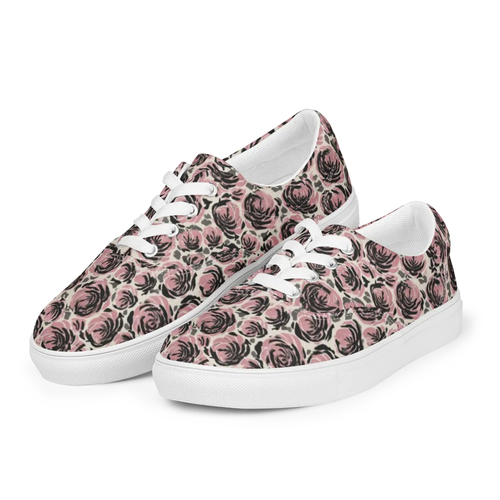 Inkblush Garden on Men's Lace-Up Canvas Shoes — Left Front